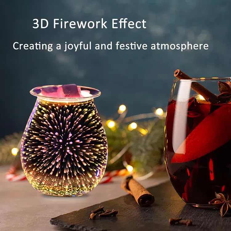 Dicimi 3D Candle Candle Warmer  Electric Oil Burner  Fragrance Warmer for Home Office Bedroom Living Room Present and Decorations (3D Fireworks) - Image 2